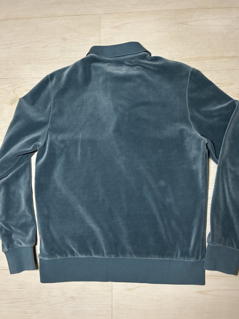 Todd Snyder Piped Velour Polo Long Sleeve Shirt Blair Blue/Teal Size Medium - Picture 2 of 6